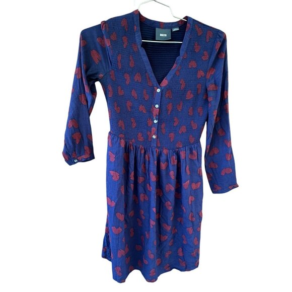 Anthropologie Maeve Women's XSmall Long Sleeve Smocked Heart Mini Dress - Picture 2 of 11
